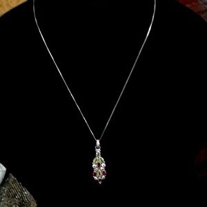 925 Silver Multi Gemstone Pendant Necklace